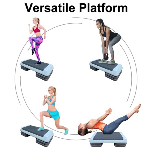 Adjustable Exercise Step Platform with 4 Stackable Risers H18603