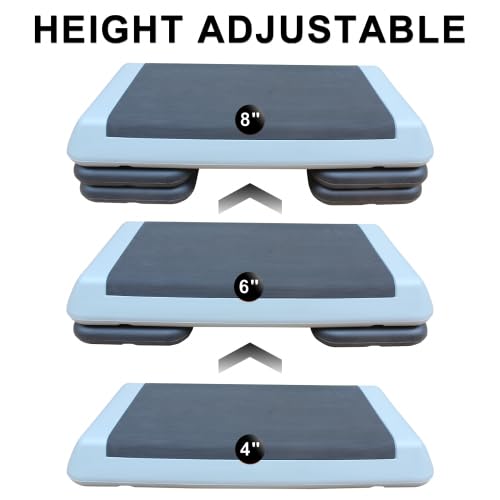 Adjustable Exercise Step Platform with 4 Stackable Risers H18603