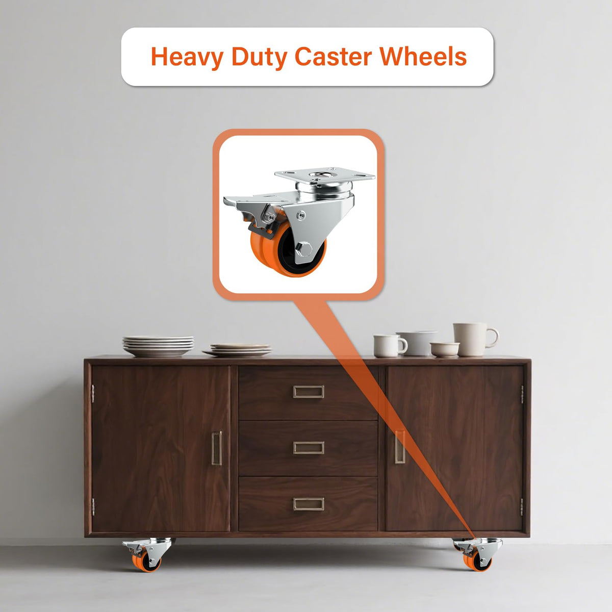 2" Double Wheel Casters with Brake 4 Pack H186681
