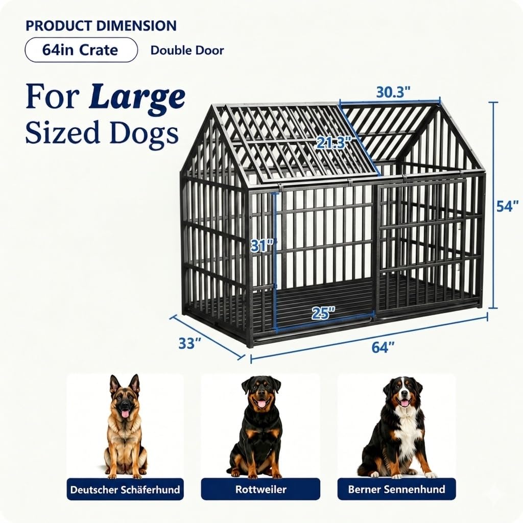 64 inches Heavy Duty Metal Dog Crate F252