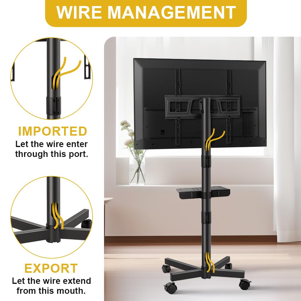 Mobile TV Cart Rolling TV Stand for 23-65 Inch Flat Panel Curved Screen TVs D17486