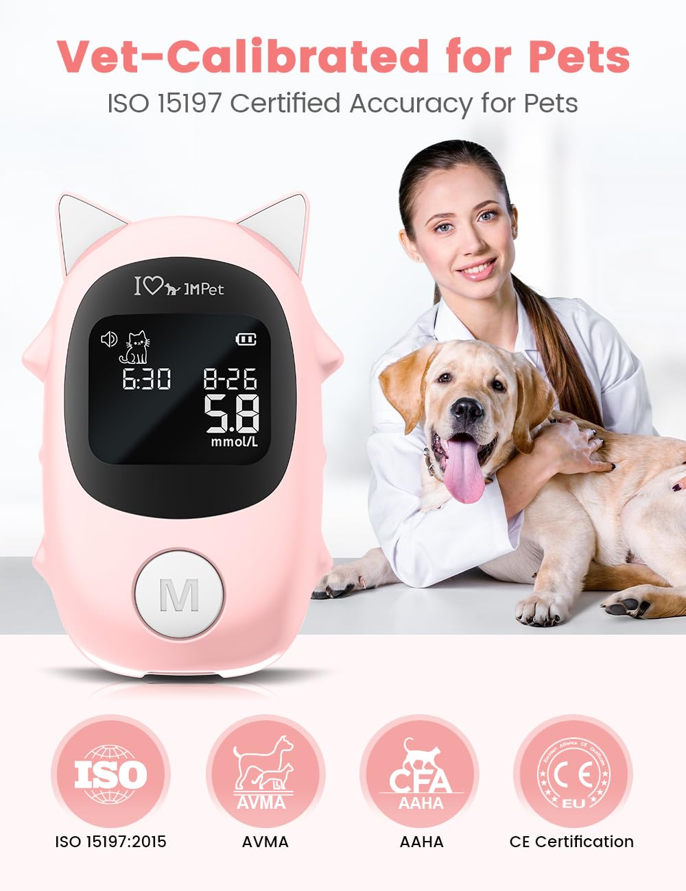 Glucose Monitoring Kit for Dogs & Cats with 100 Strips, 100 Lancets and Lancing Device X499