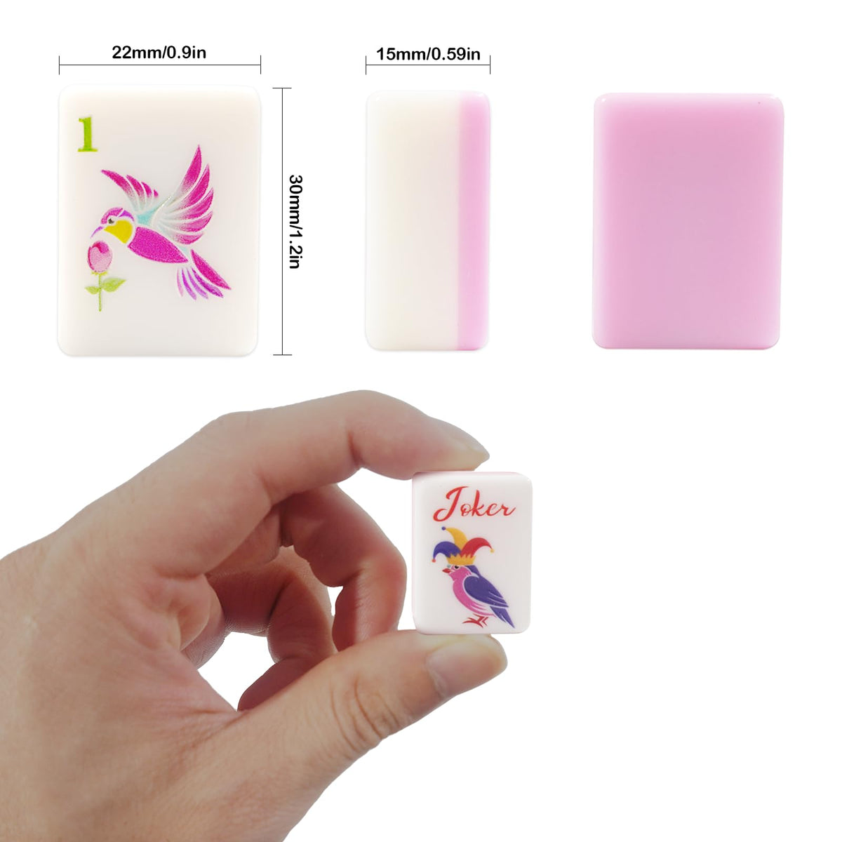 1.2” American Mahjong Set 168 Pink Floral Melamine Tiles M8112