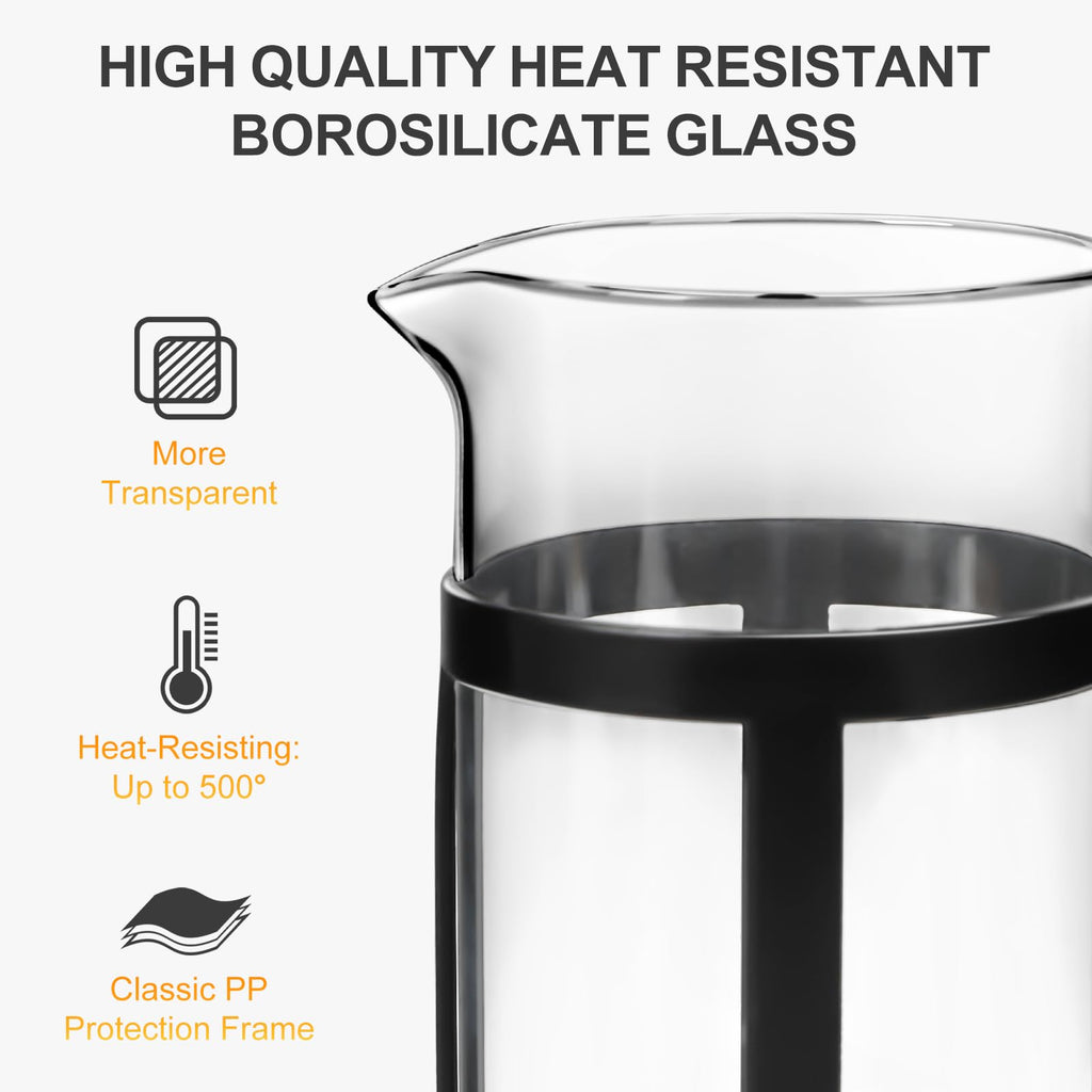 12OZ Glass Stainless Steel French Press Coffee Maker E4693