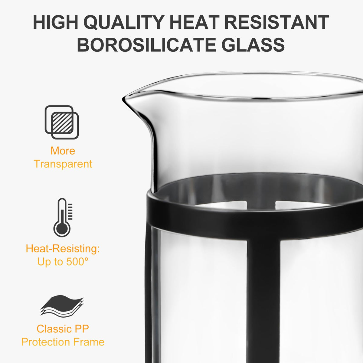 12OZ Glass Stainless Steel French Press Coffee Maker E4693