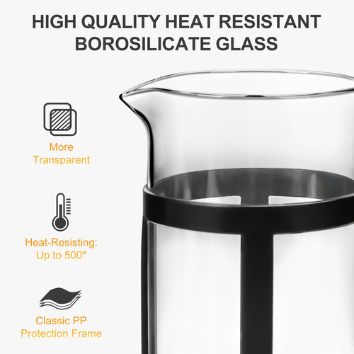 12OZ Glass Stainless Steel French Press Coffee Maker E4693