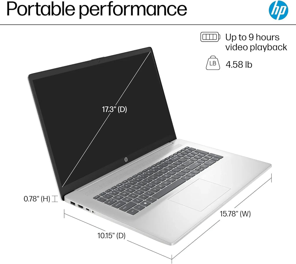 17.3" FHD Laptop Computer, 32GB RAM 1.5TB Storage, 6-Cores AMD Ryzen 5, Windows 11, Silver W525356