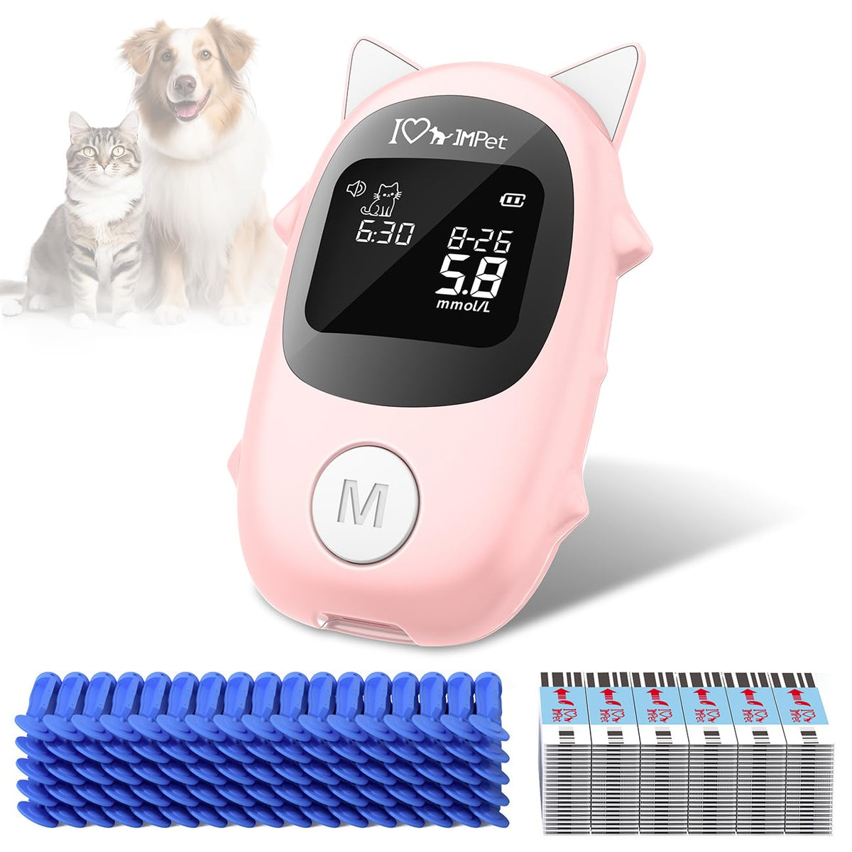 Glucose Monitoring Kit for Dogs & Cats with 100 Strips, 100 Lancets and Lancing Device X499