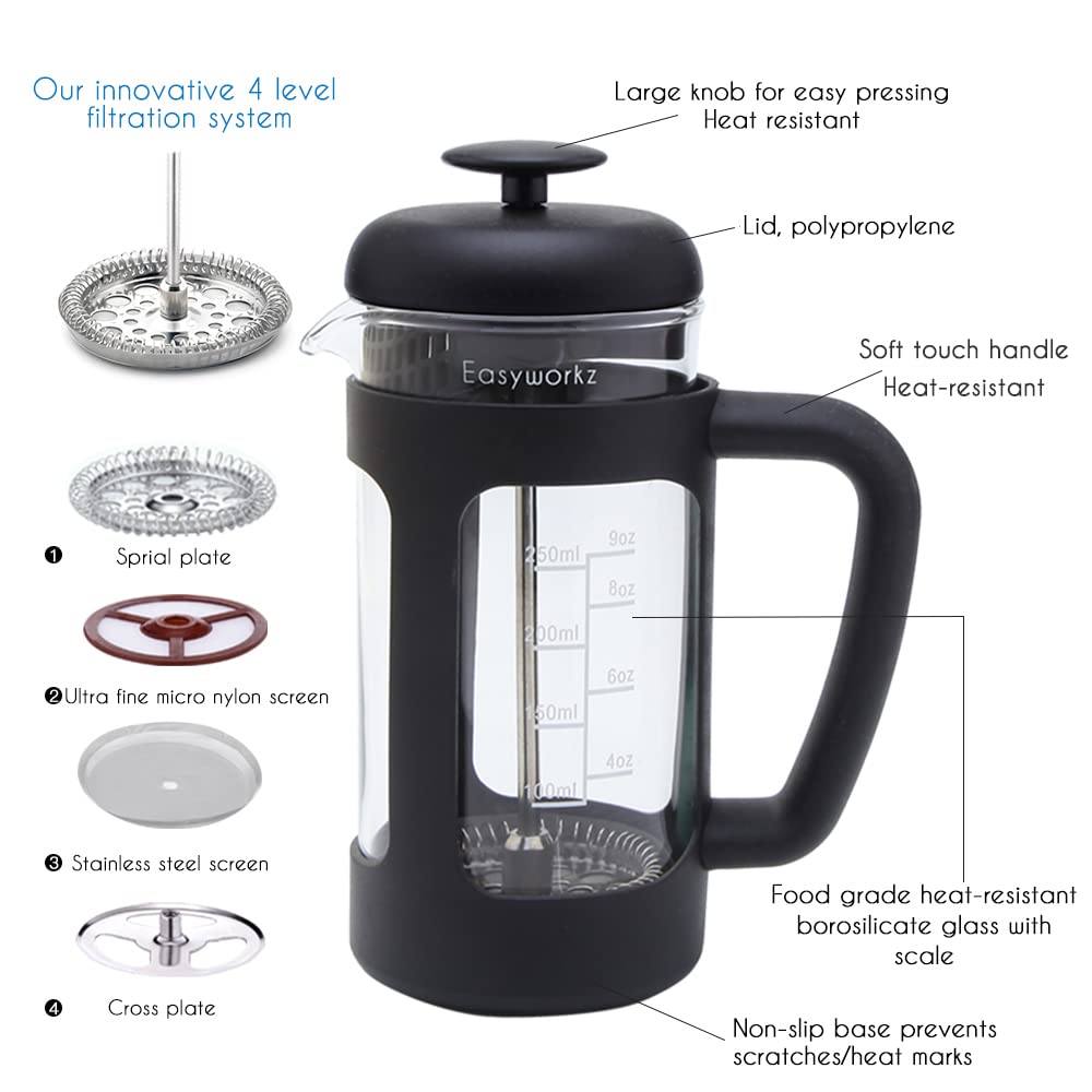 12 oz French Press Coffee Tea Maker with Measuring Coffee Spoon P89424