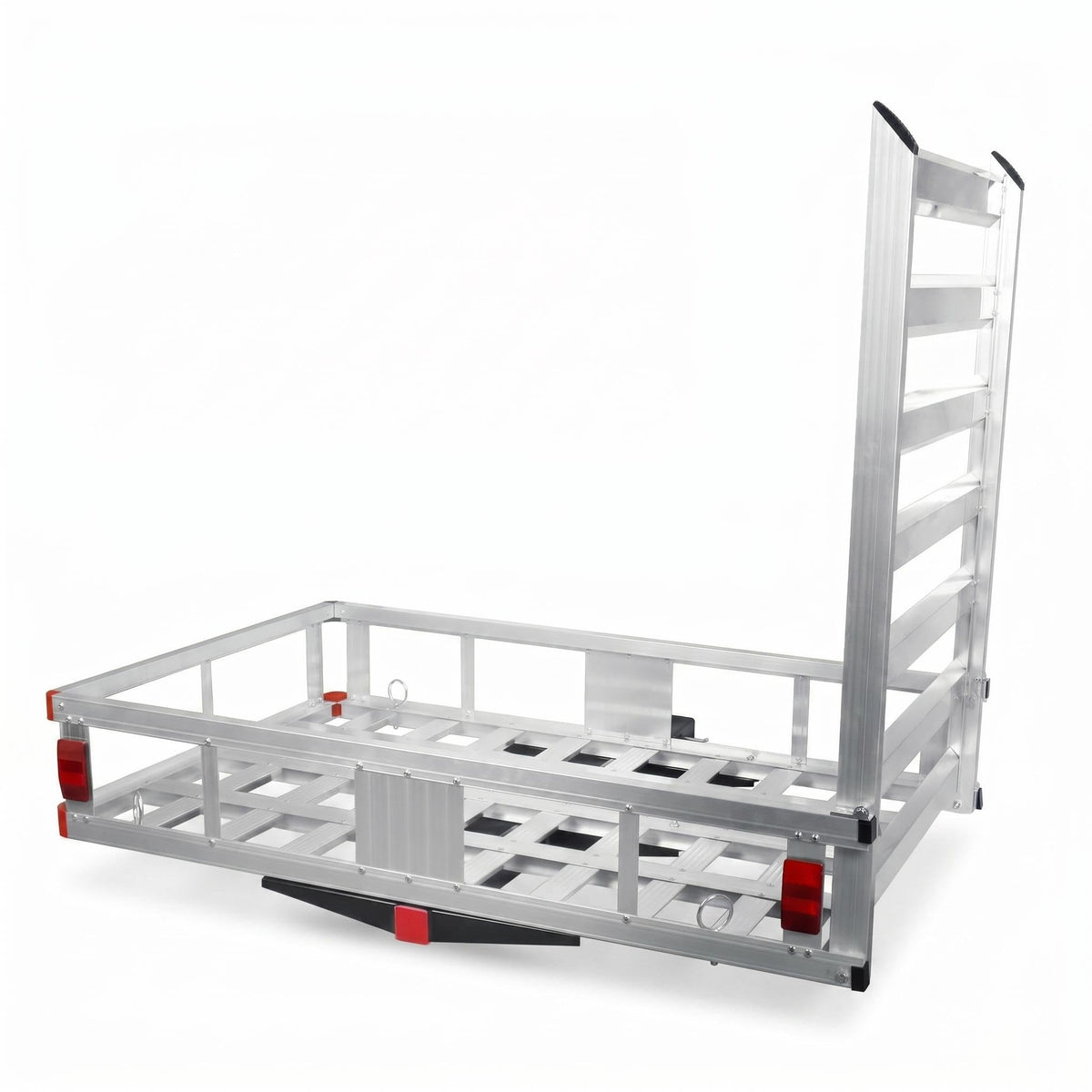 Hitch Mounted Cargo Carrier with Folding Ramp E111591