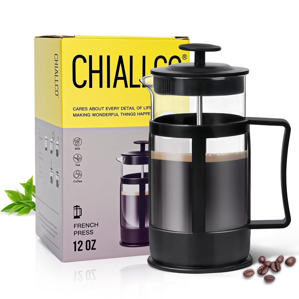 12OZ Glass Stainless Steel French Press Coffee Maker E4693