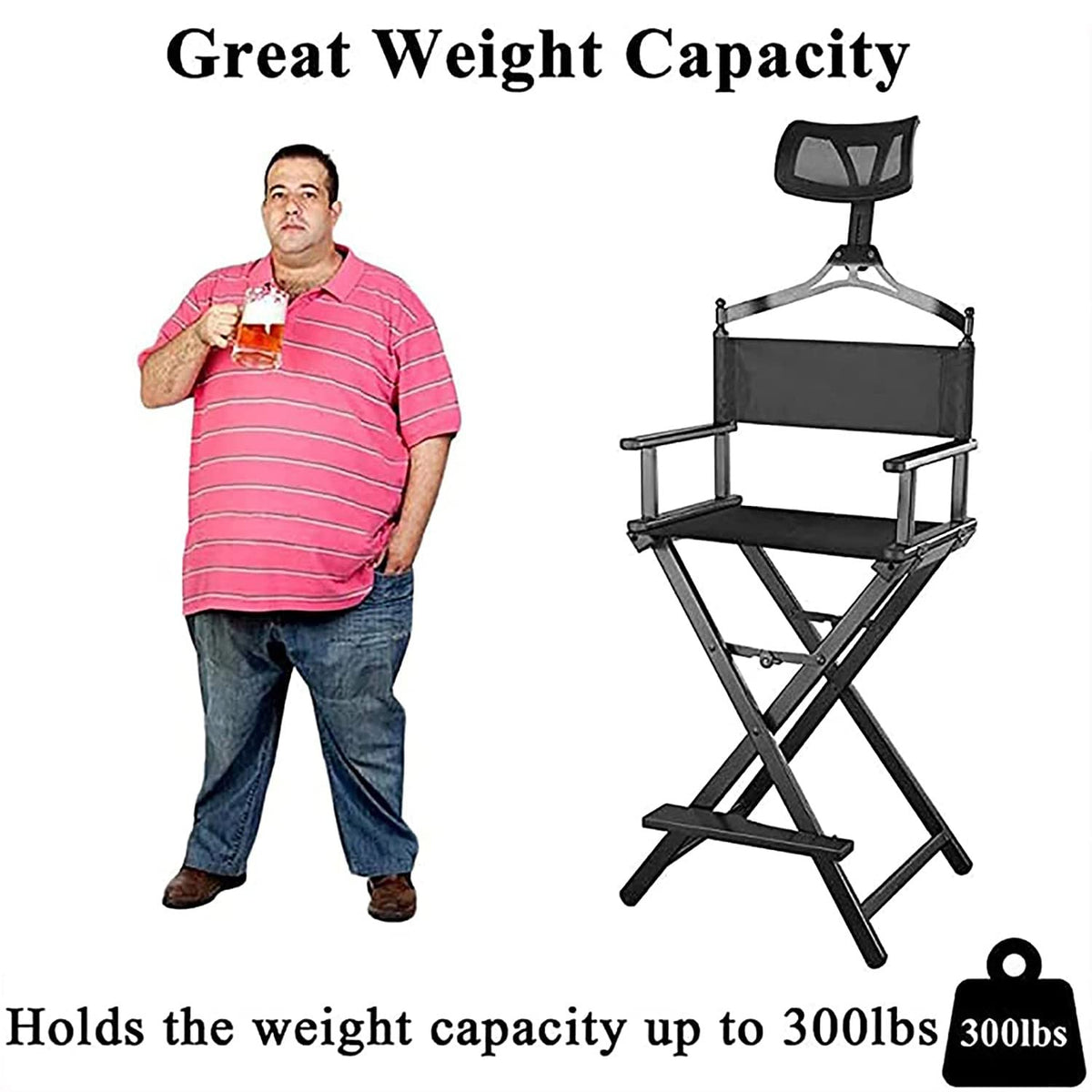 Portable Foldable Aluminum Director's Chair with Headrest U63526