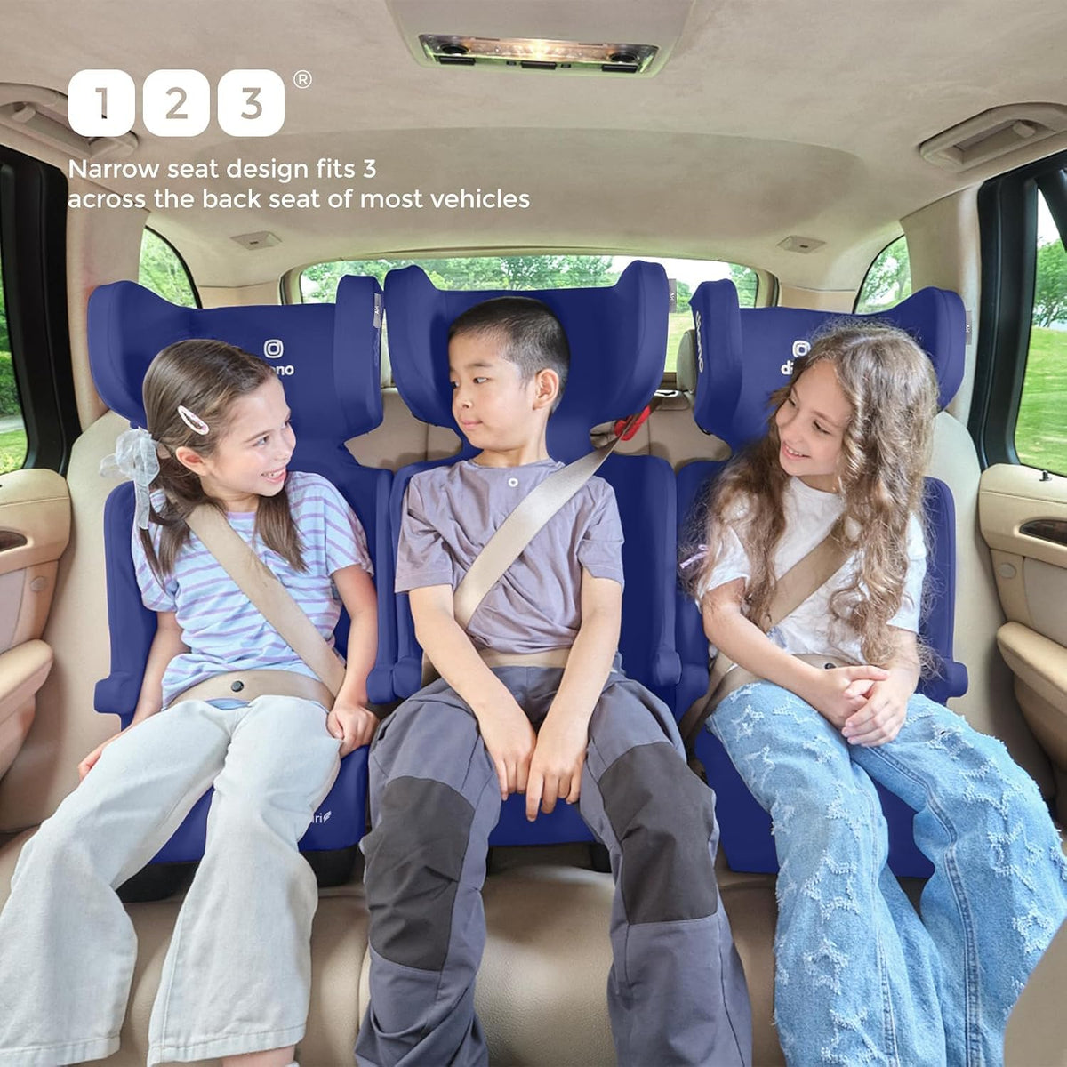 Blue Foldable High Back Booster Seat O3876