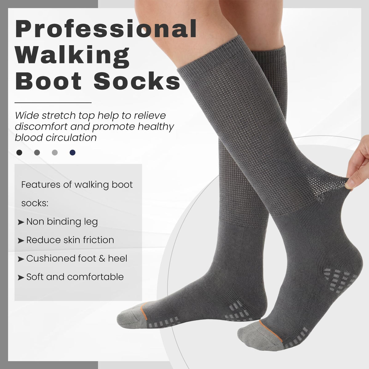 4 Pairs Walking Boot Socks W32296