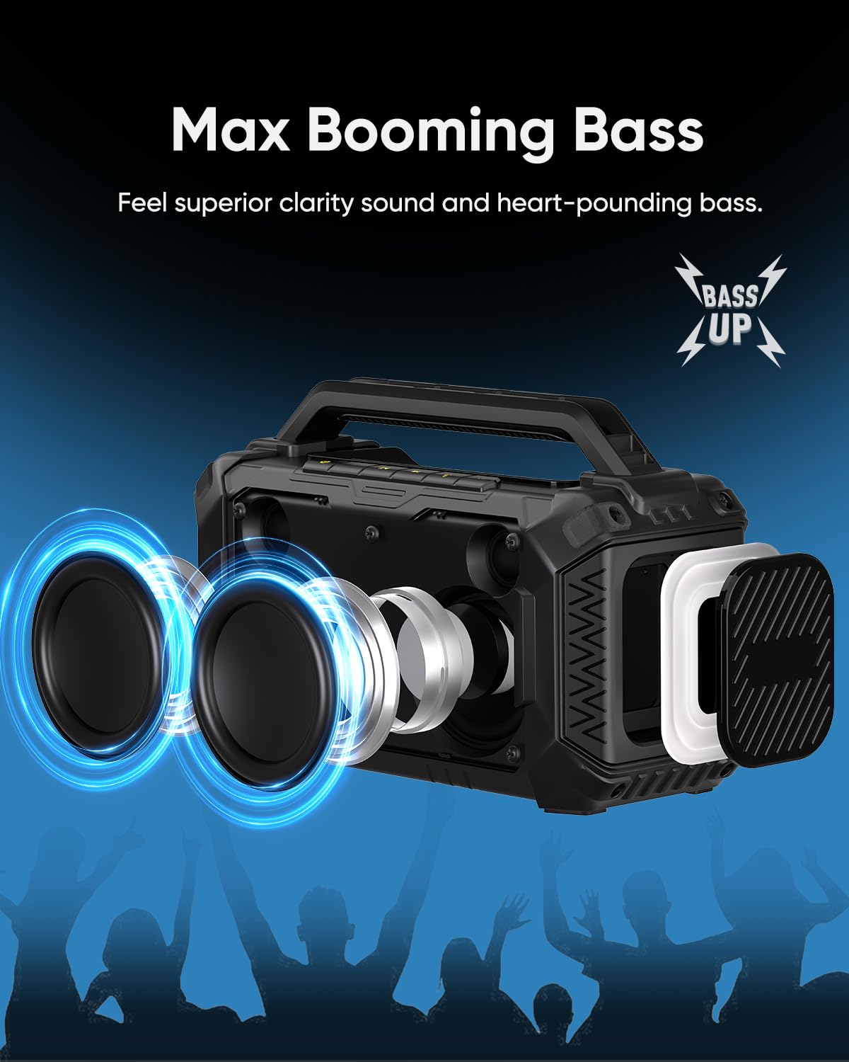 60W Portable Bluetooth Jobsite Speaker with RGB Lights J33725
