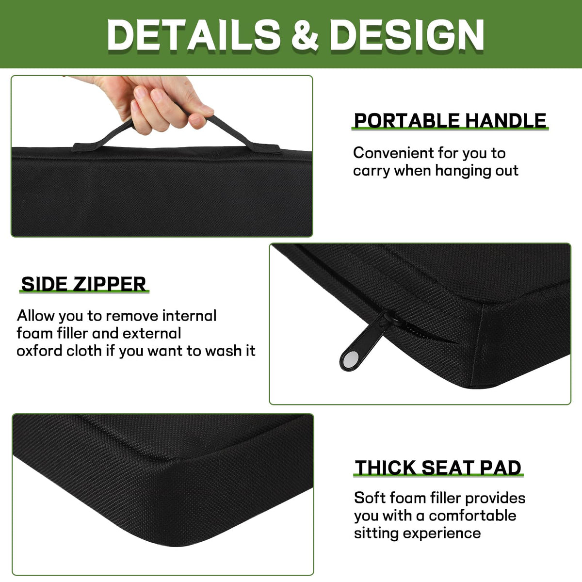 4 Pack Waterproof Oxford Fabric Bleacher Seat Cushions G7731