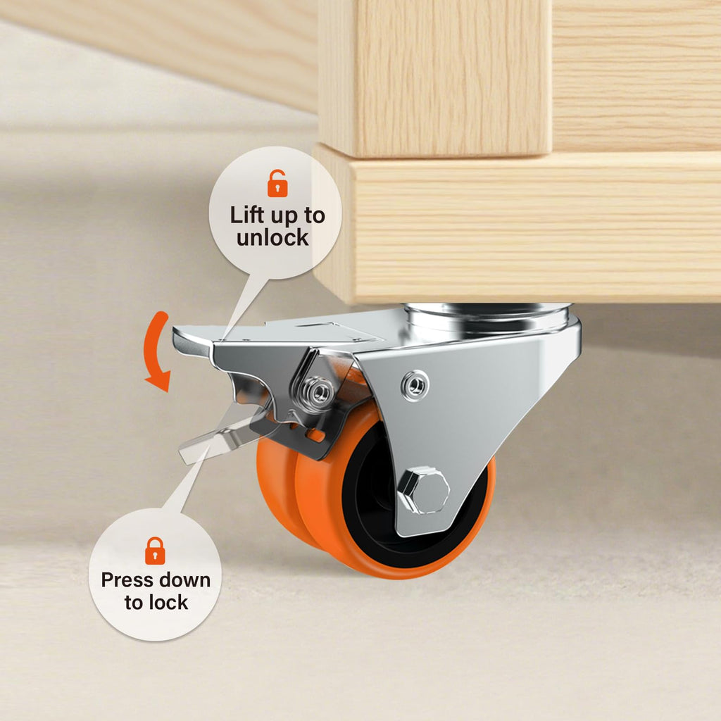 2" Double Wheel Casters with Brake 4 Pack H186681