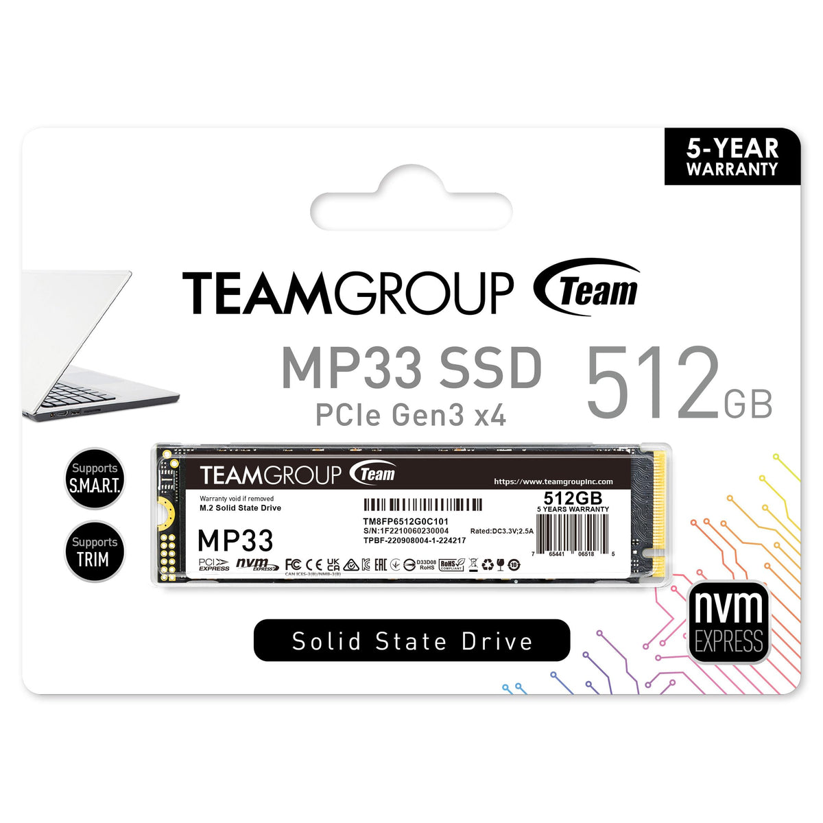 512GB NVMe PCIe Gen3x4 M.2 2280 Internal SSD I966