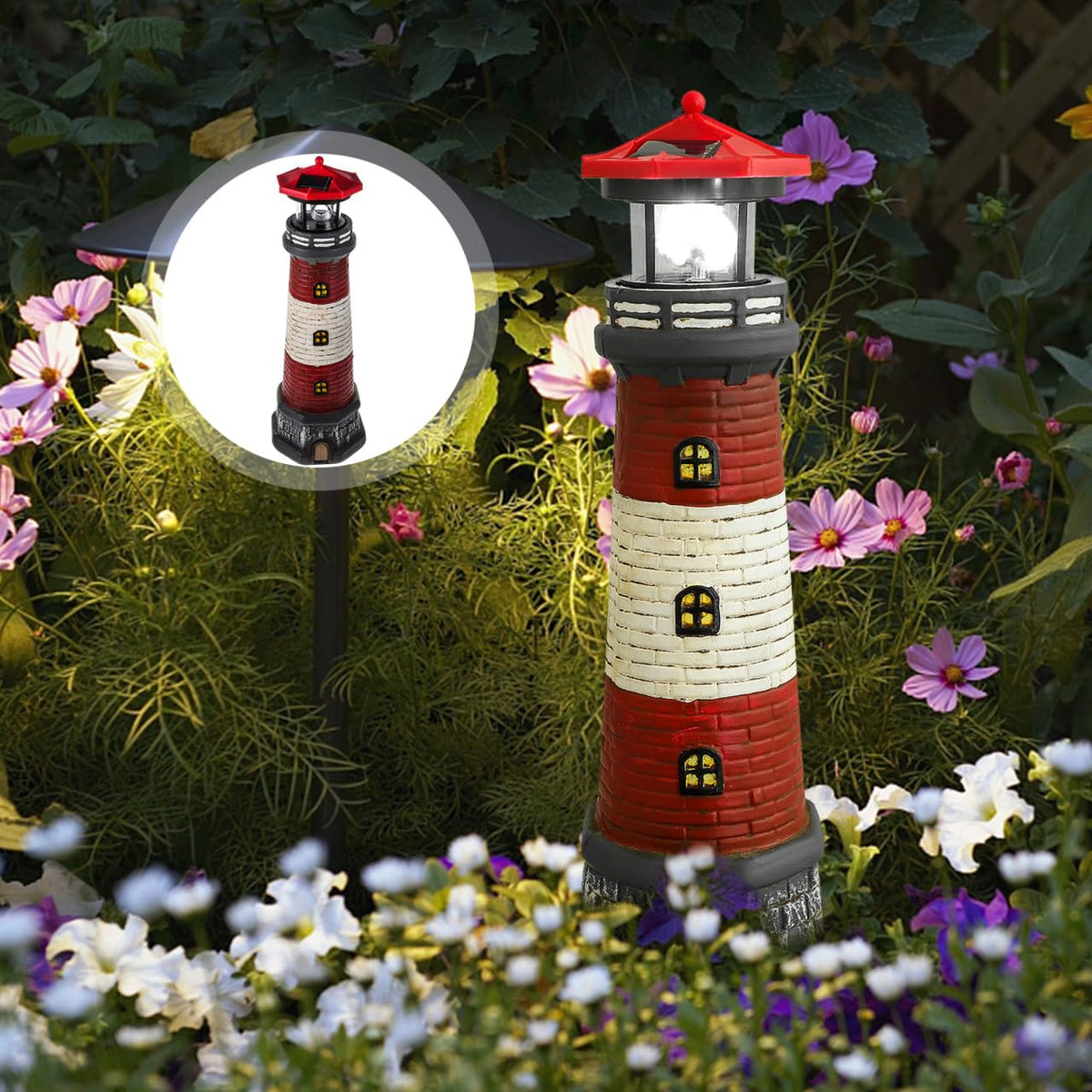 15" Solar Lighthouse Garden Statue T931