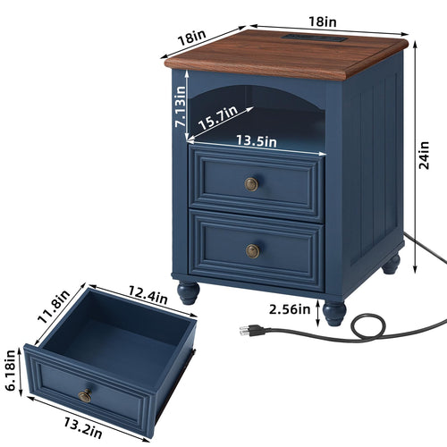 18" Nightstand with Charger Station W566