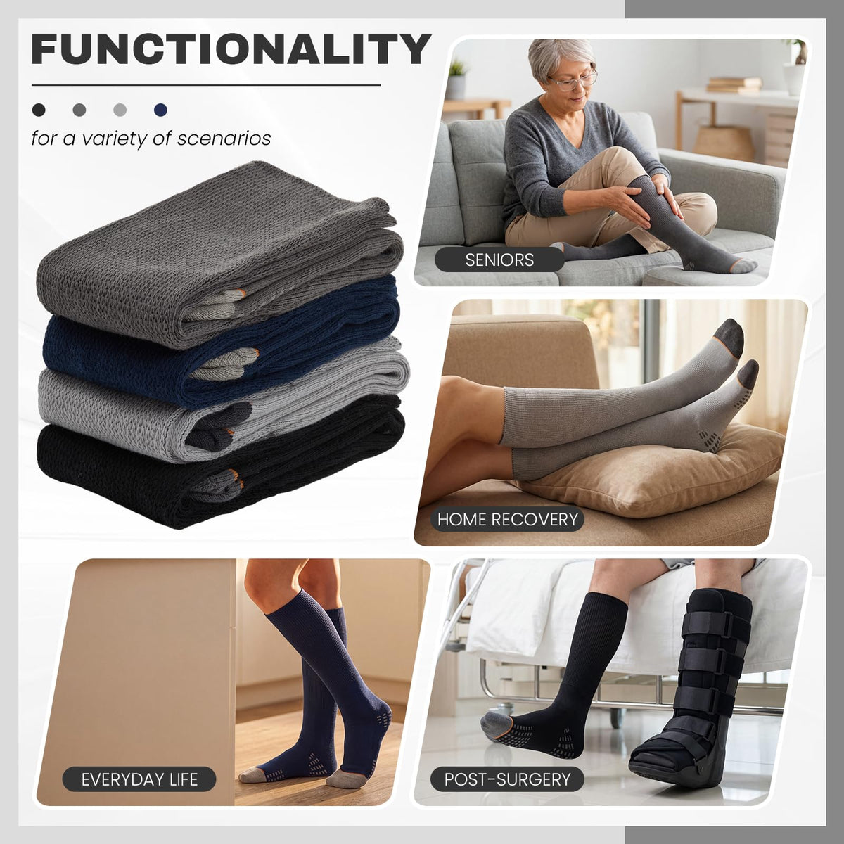 4 Pairs Walking Boot Socks W32296