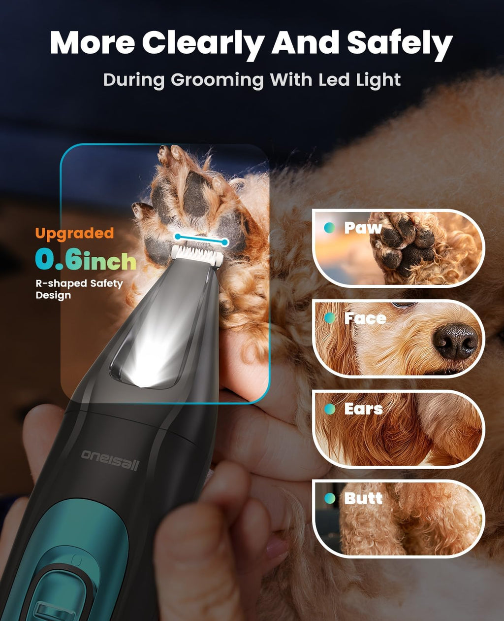 4-in-1 Dog Grooming Kit with LED Light R347105