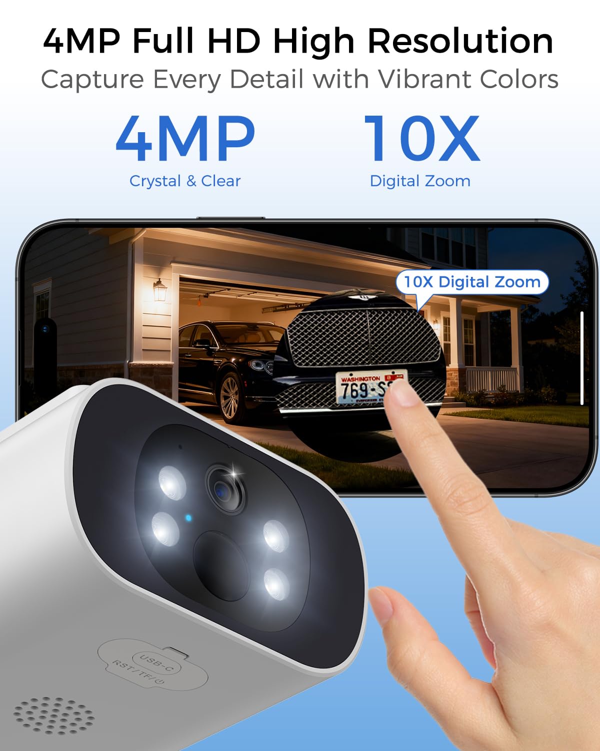 4MP Solar Security Cameras Wireless Outdoor O147864