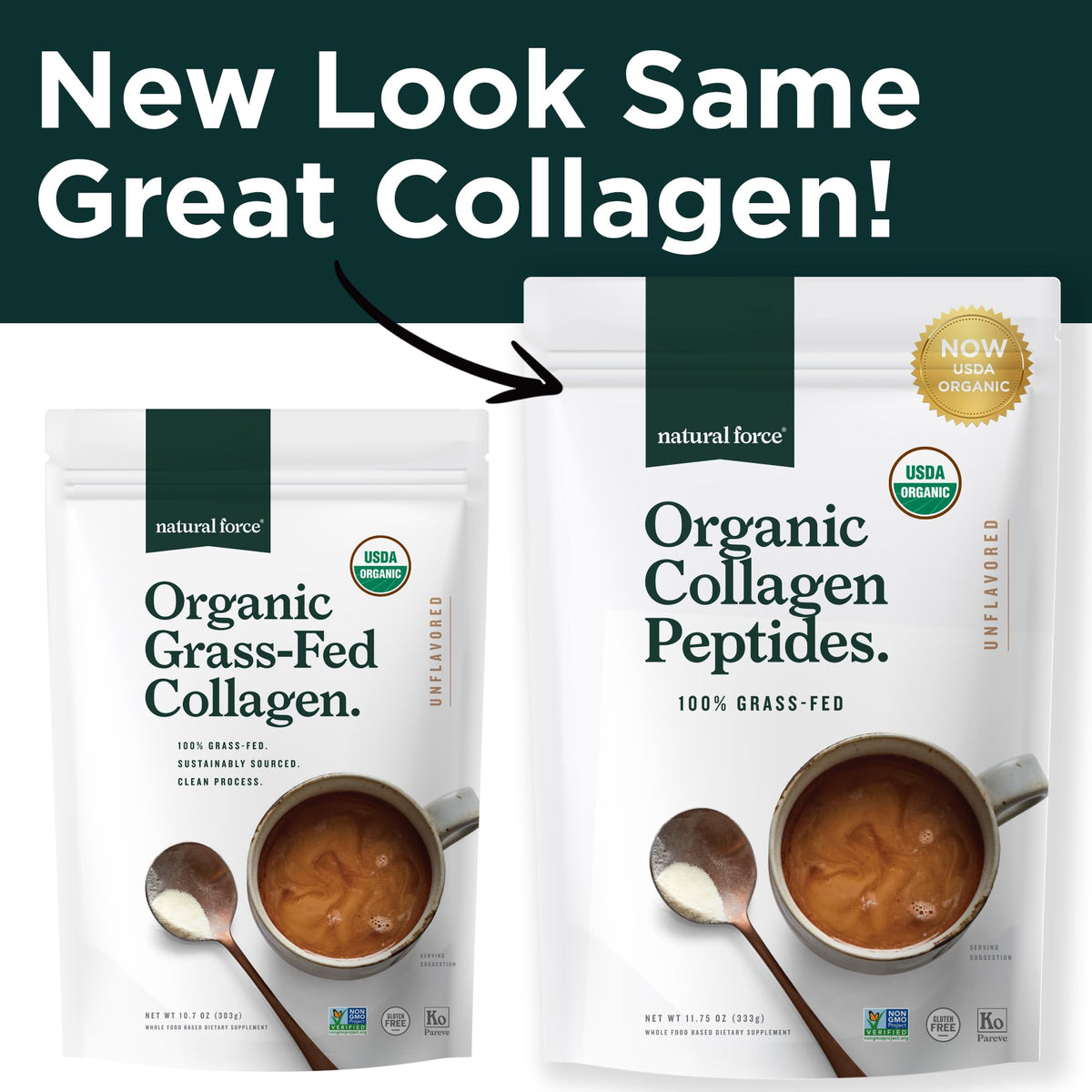 Organic Hydrolyzed Collagen Peptides Powder Unflavored 10.7oz A140