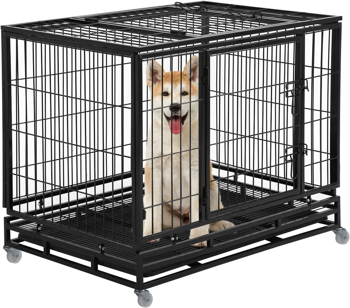 48 Inches Heavy Duty Dog Crate with Plastic Tray M888