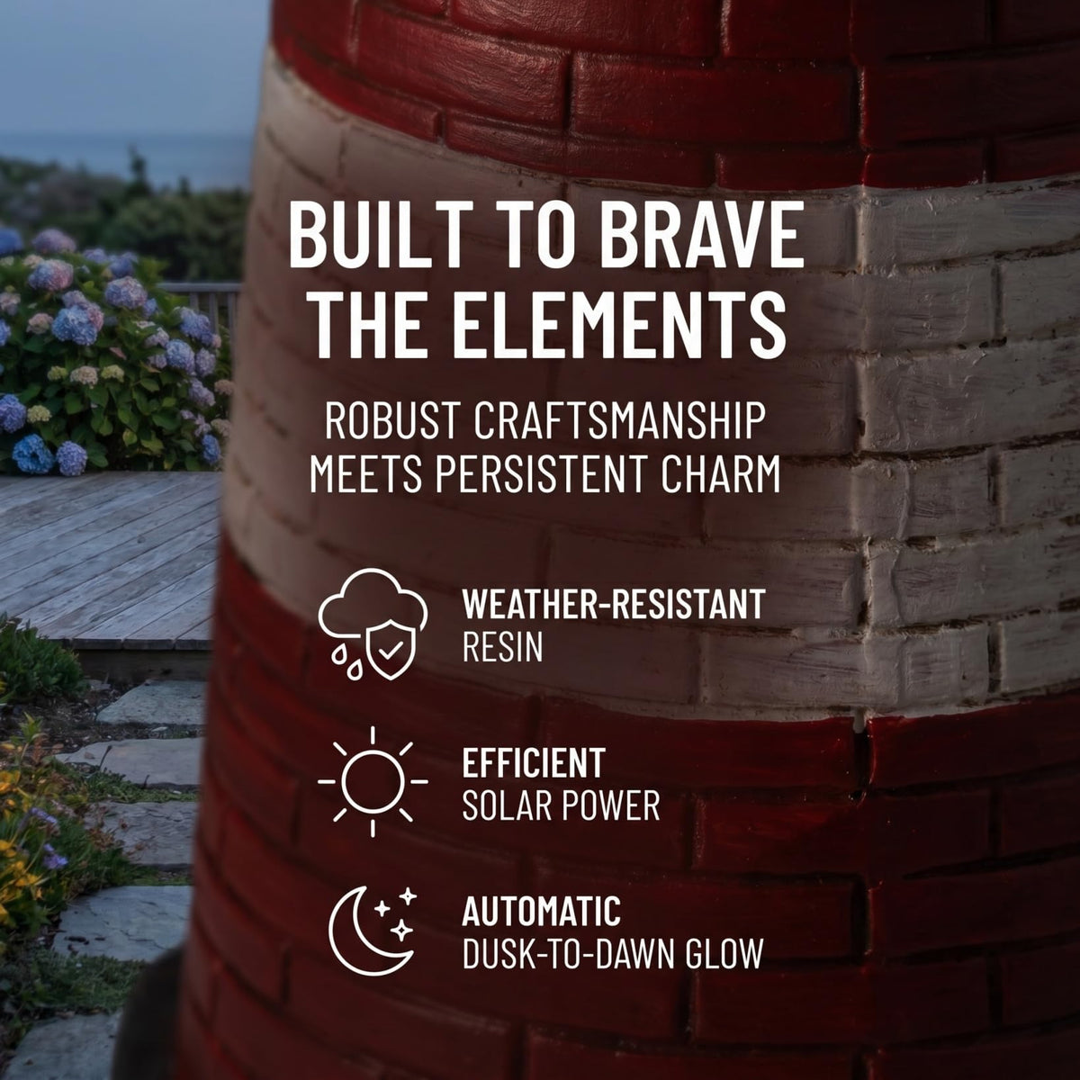 15" Solar Lighthouse Garden Statue T931