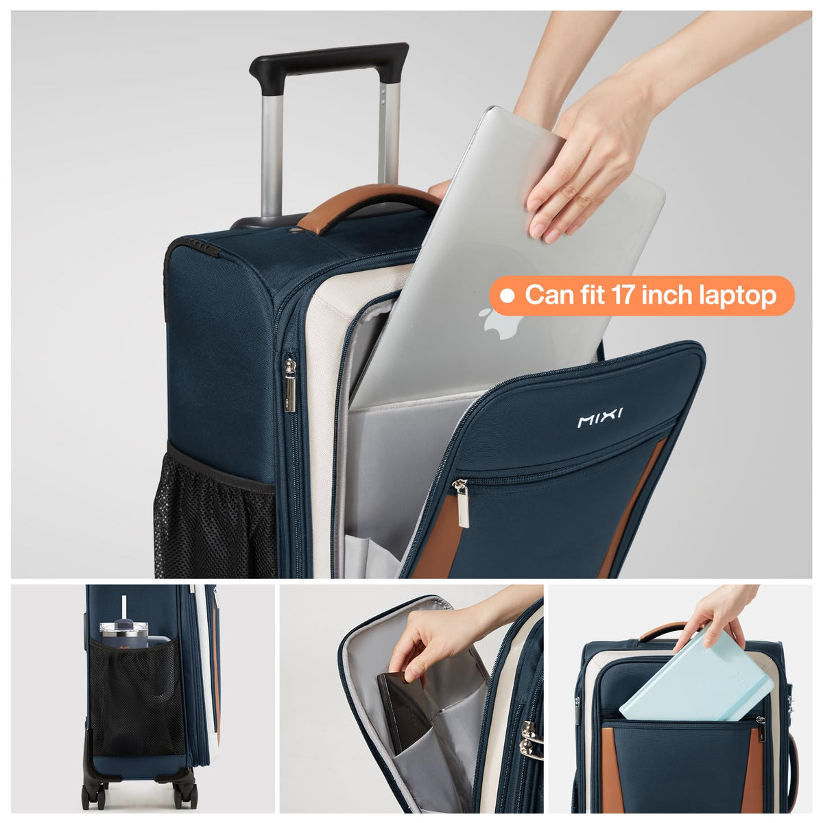 20 Inch Expandable Softside Carry On Luggage with Front Pocket N53673