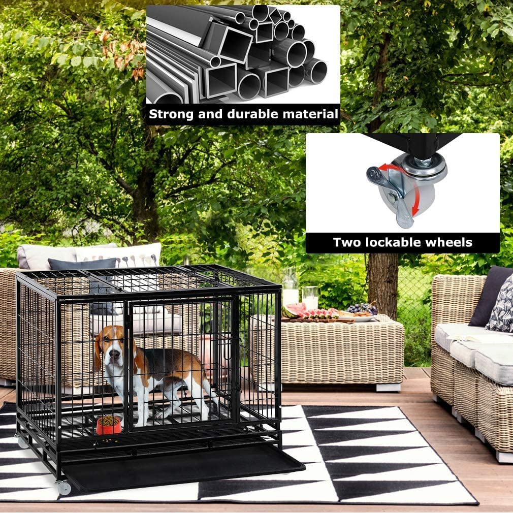 48 Inches Heavy Duty Dog Crate with Plastic Tray M888