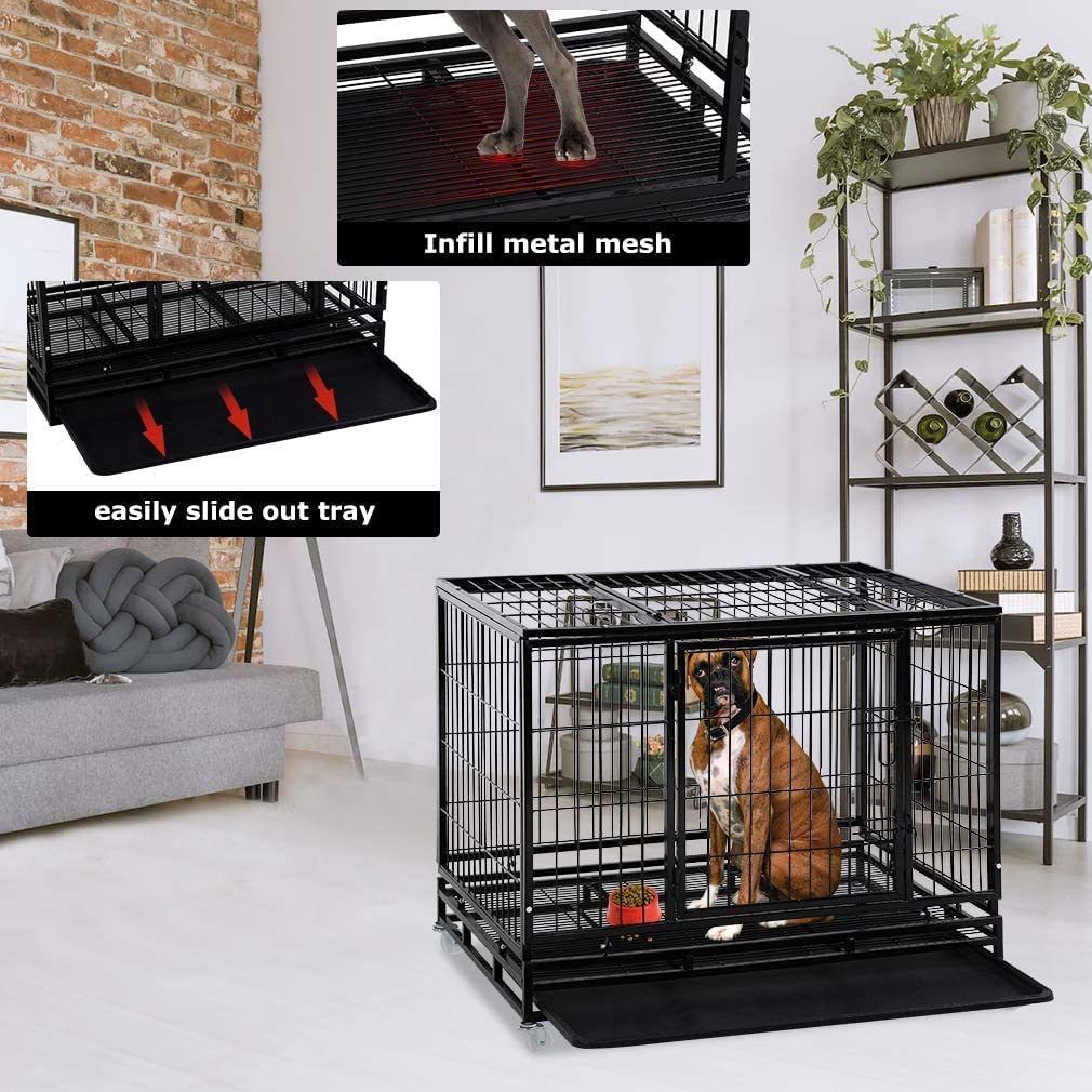 48 Inches Heavy Duty Dog Crate with Plastic Tray M888