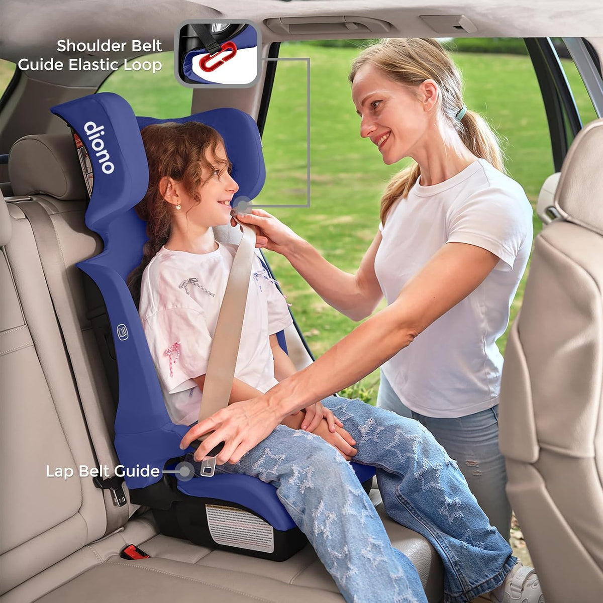 Blue Foldable High Back Booster Seat O3876