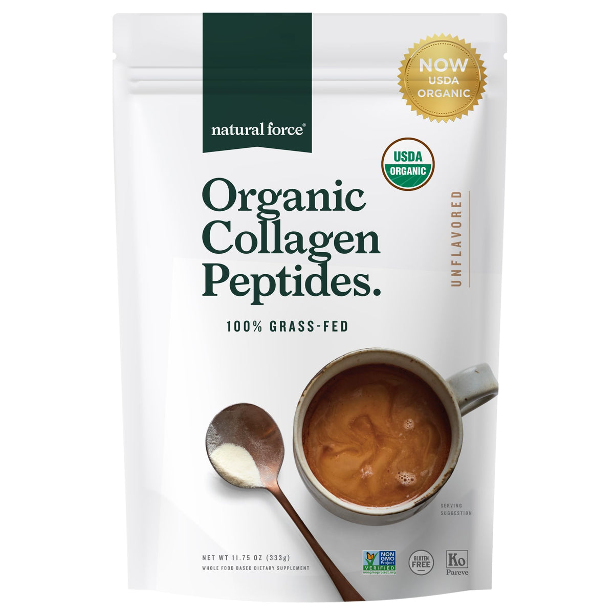 Organic Hydrolyzed Collagen Peptides Powder Unflavored 10.7oz A140