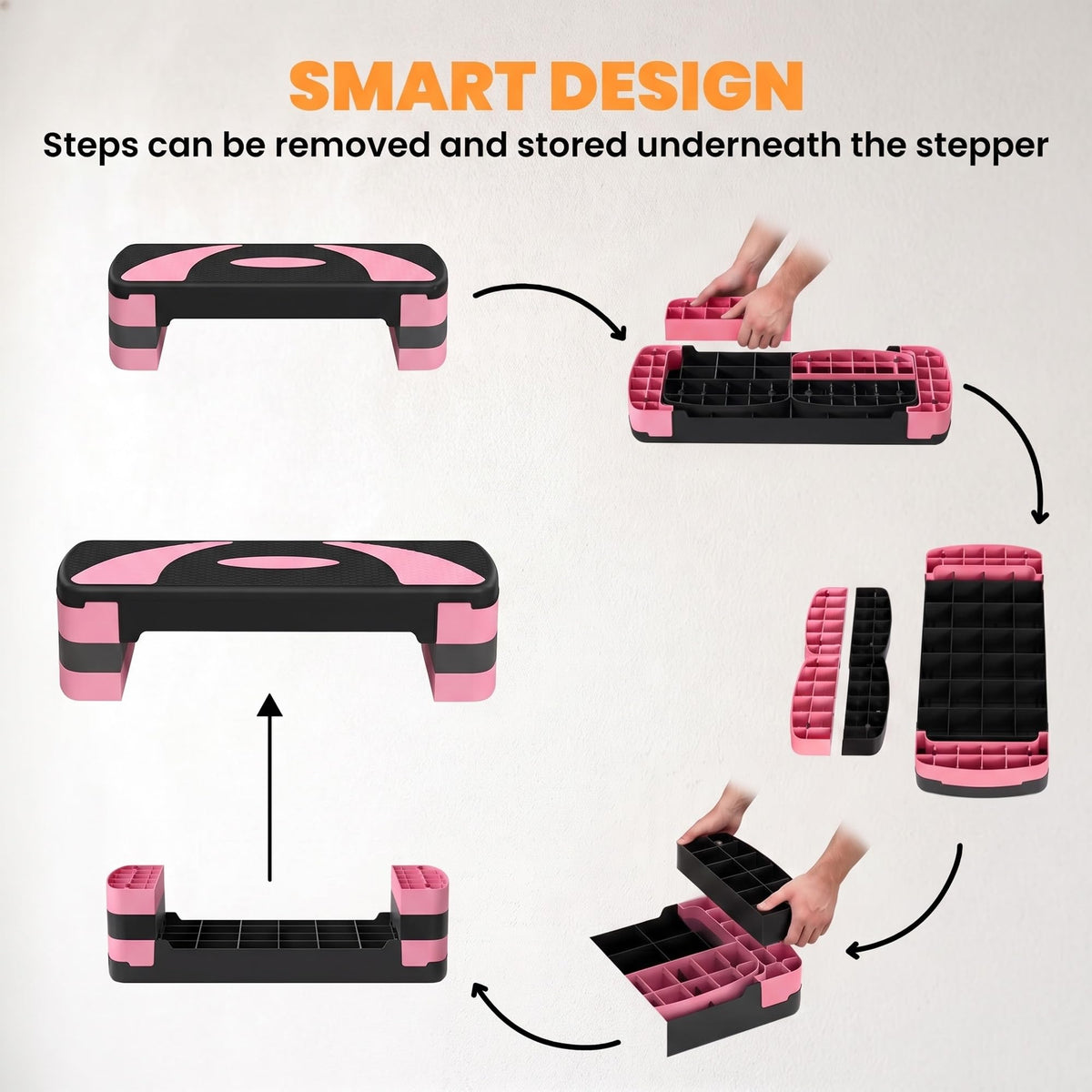 Adjustable Aerobic Stepper 4"-6"-8" Pink L9274