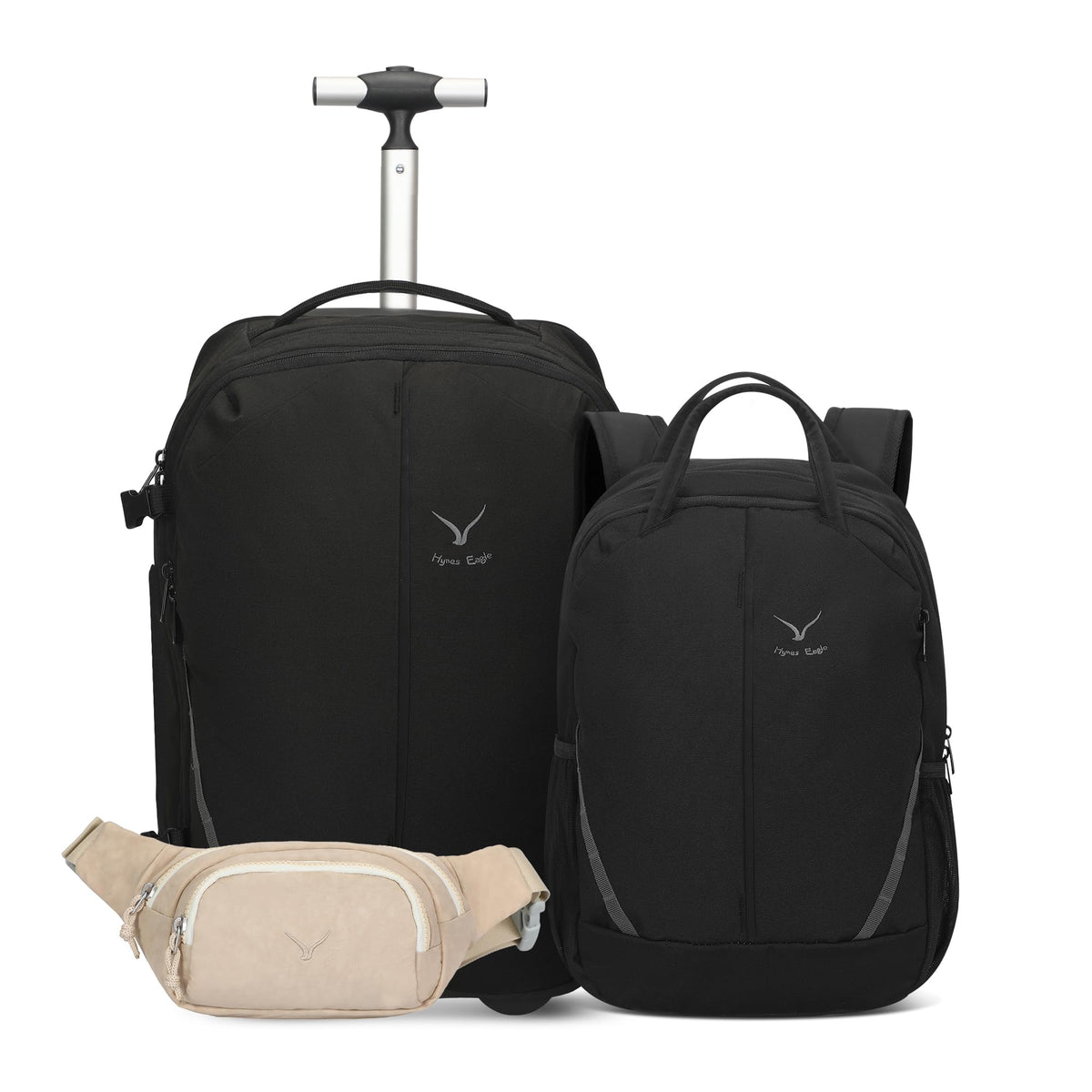 Rolling Backpack with Wheels 43L with Waist Pack Beige L949