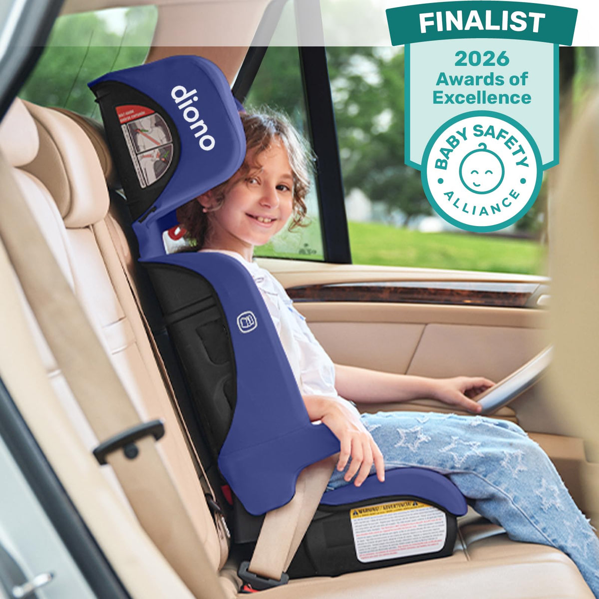 Blue Foldable High Back Booster Seat O3876