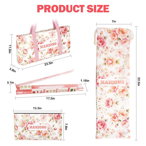 1.2” American Mahjong Set 168 Pink Floral Melamine Tiles M8112