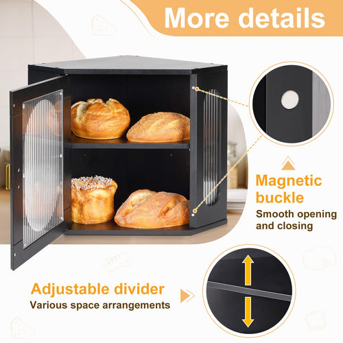 2 Layer Wooden Bread Box with Acrylic Window A781146