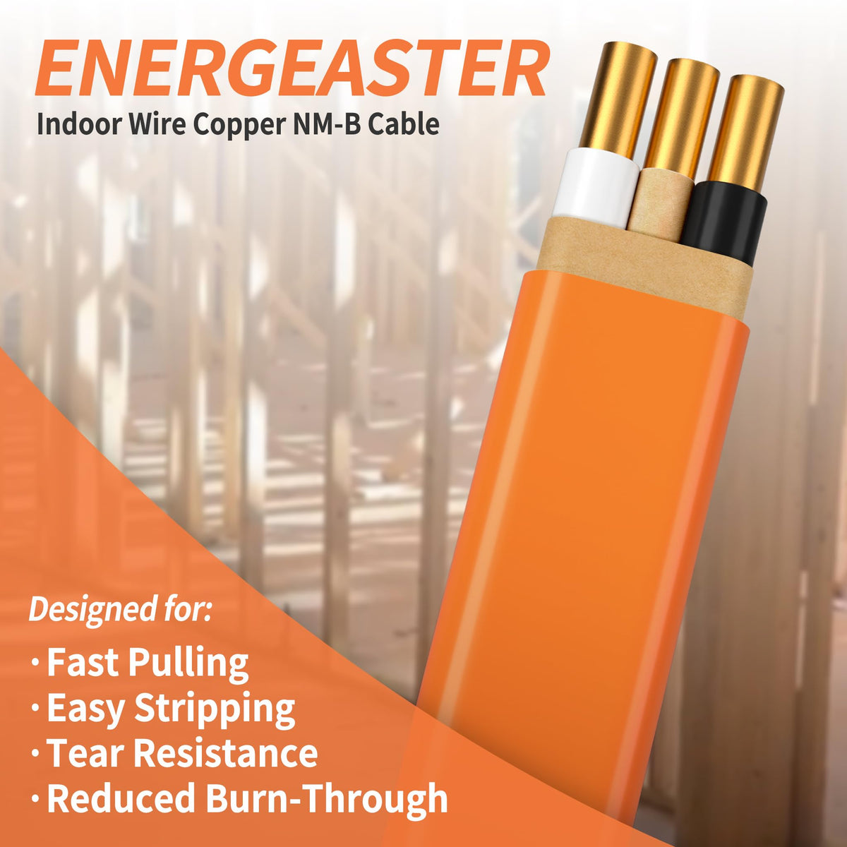 Orange 10 Gauge 2 Conductors NMB Cable 100ft F831333