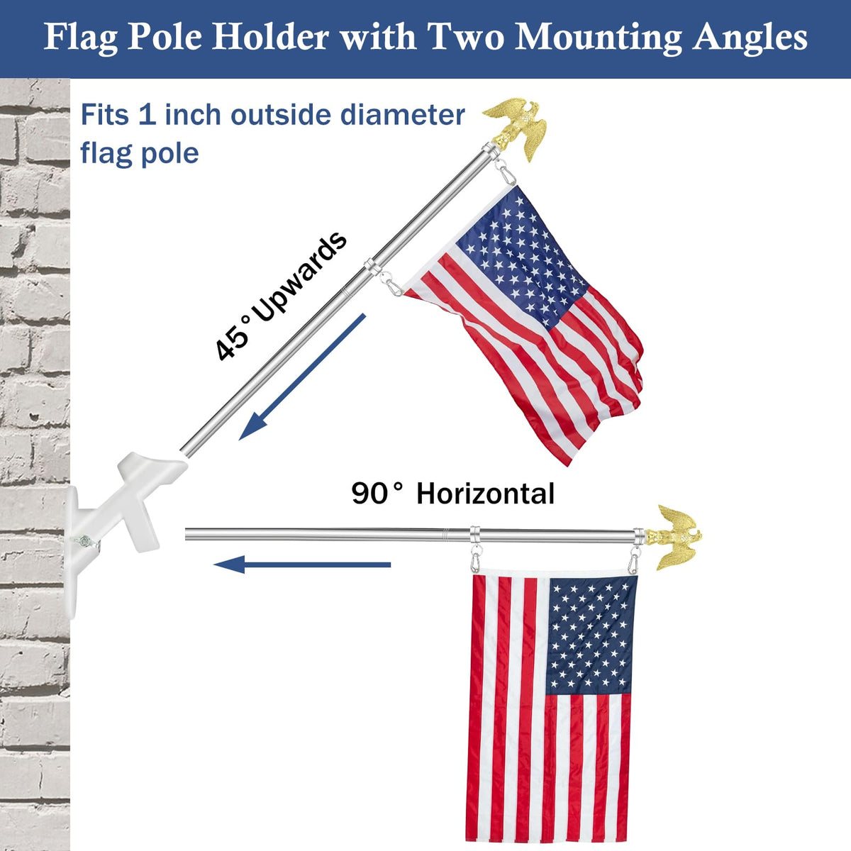5 FT Stainless Steel Flag Pole with Eagle Topper D71878