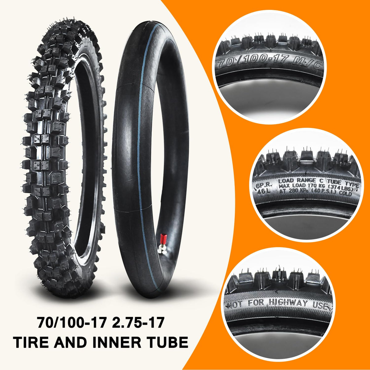 90/100-14 3.00-14 70/100-17 2.75-17 Tire and Inner Tube L5817