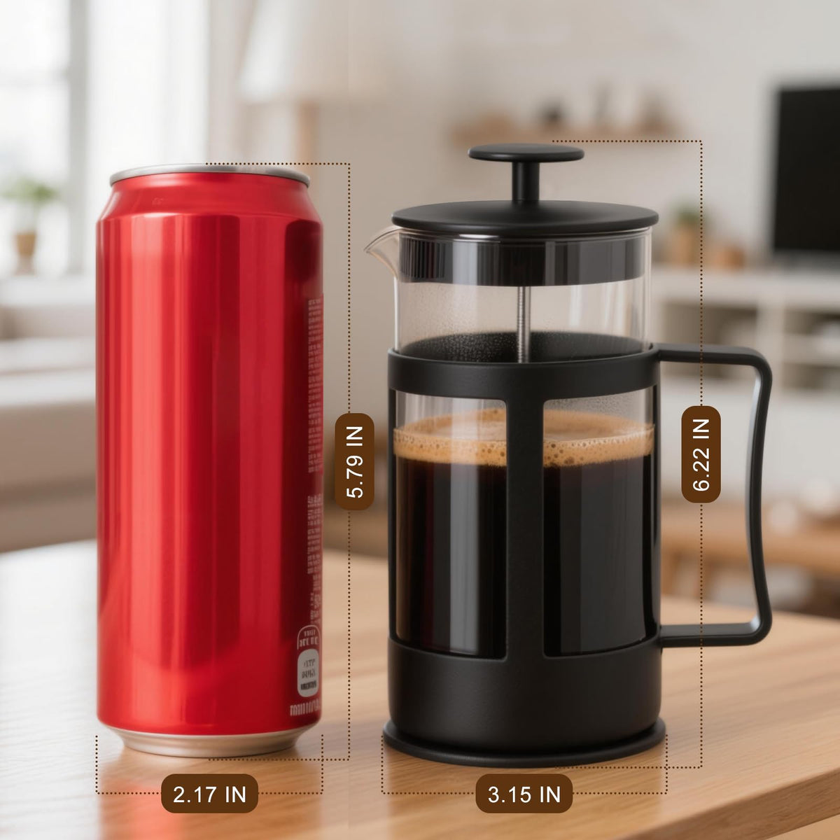 12OZ Glass Stainless Steel French Press Coffee Maker E4693