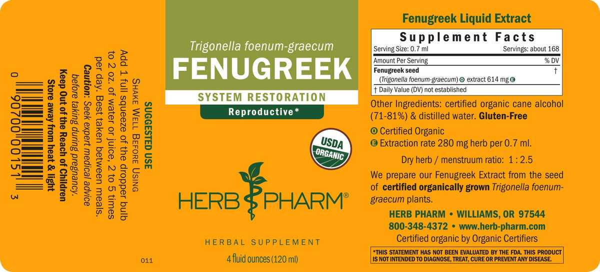 Organic Fenugreek Liquid Extract 4 Ounce M1000