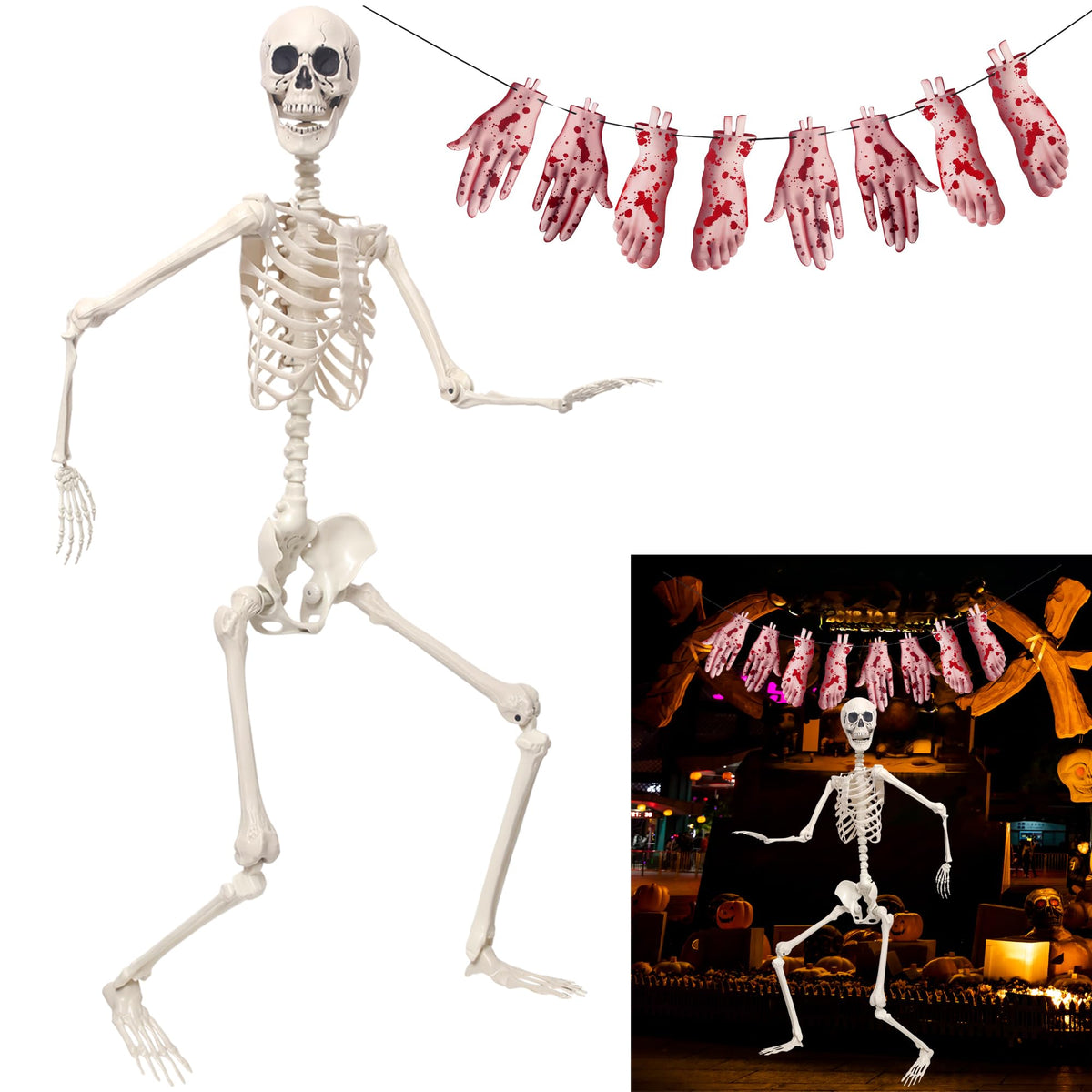 5.4Ft Poseable Skeleton Plastic Human Bones C320