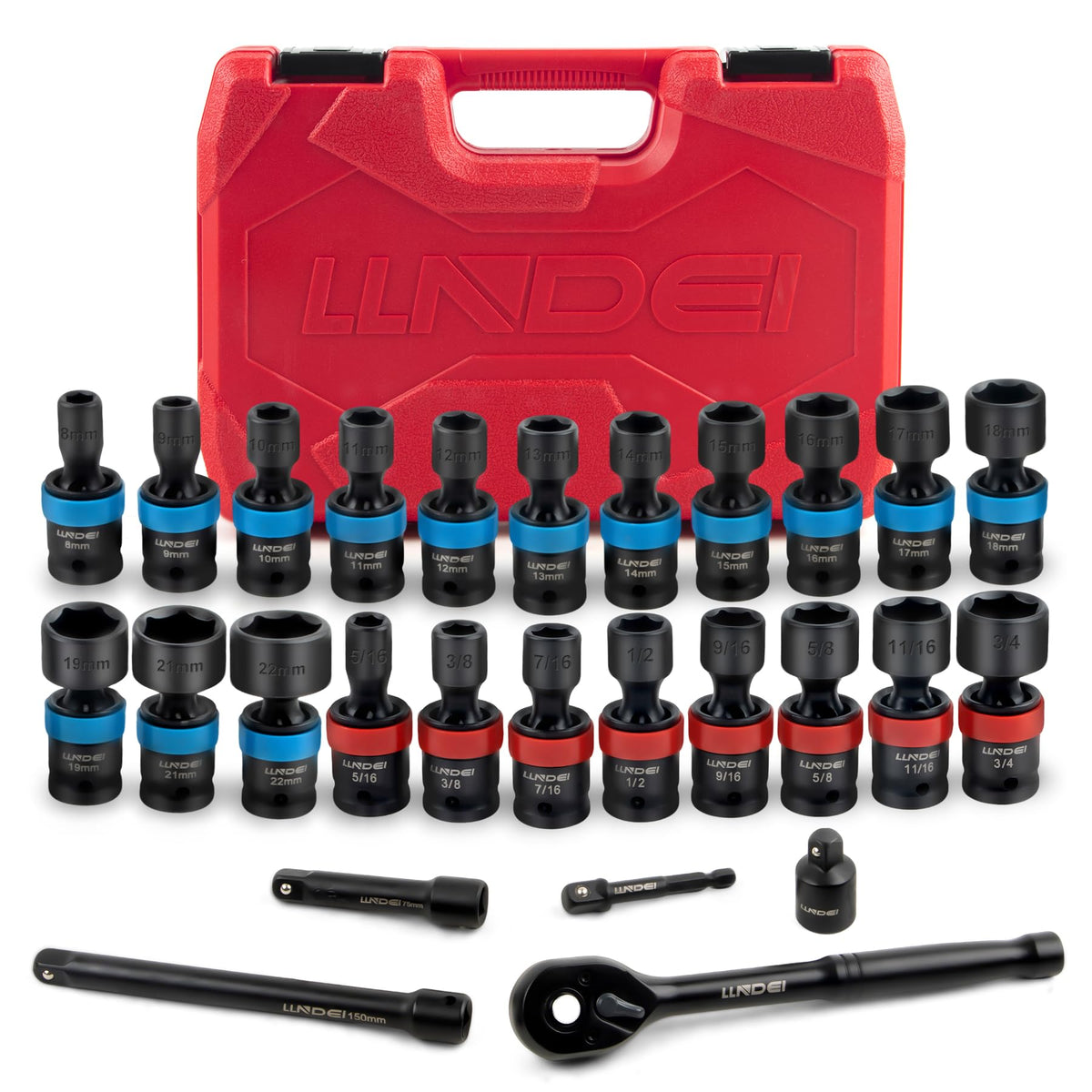 27Pcs 3/8" Impact Swivel Socket Set, Metric & SAE Y219171