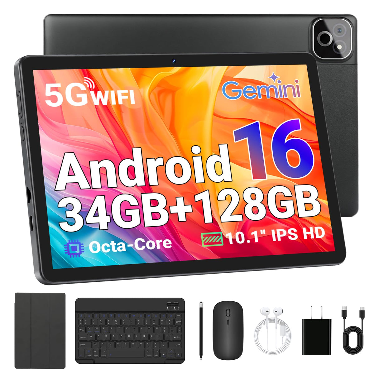 Android Tablet with Keyboard Mouse Stylus Case T2038