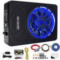 1200W 10" Slim Under Seat Powered Car Subwoofer with Blue LED Light U7276