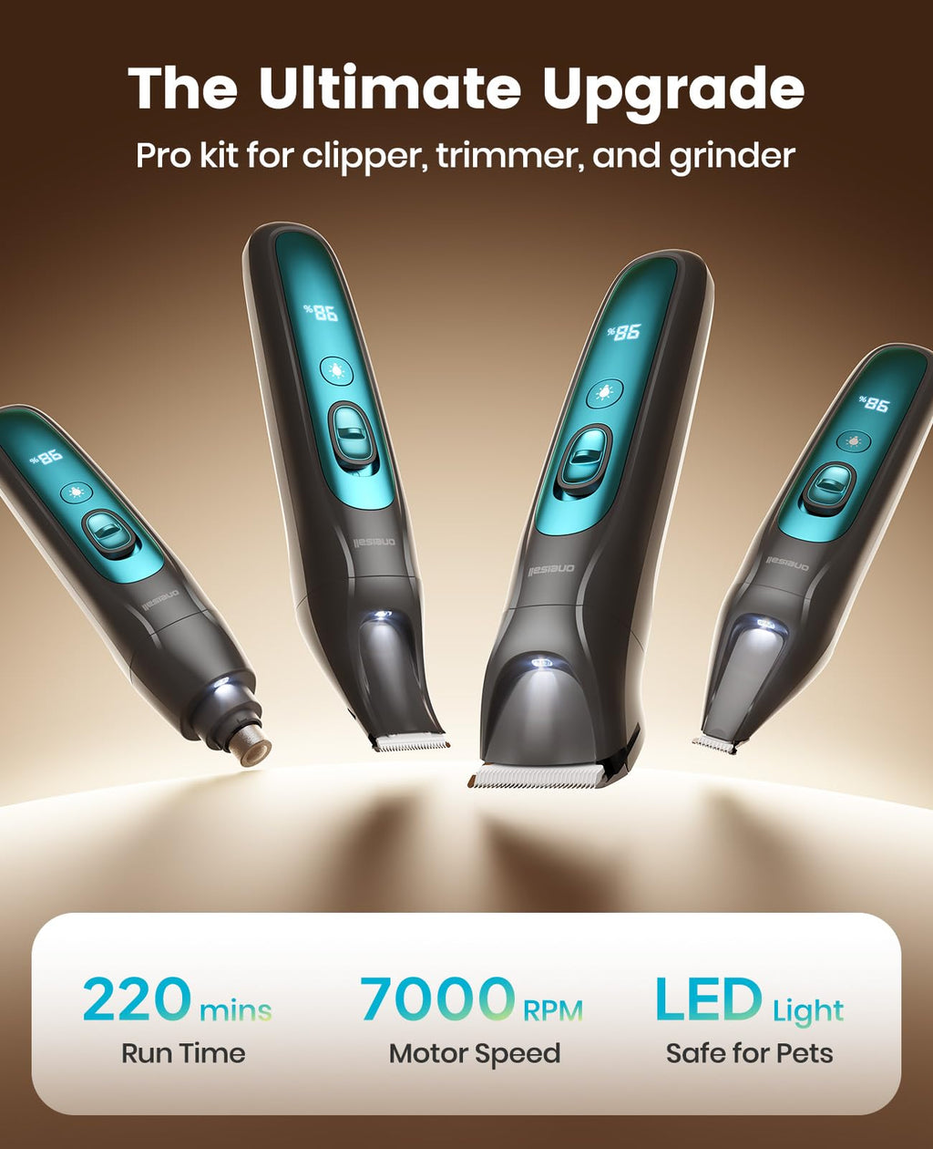 4-in-1 Dog Grooming Kit with LED Light R347105